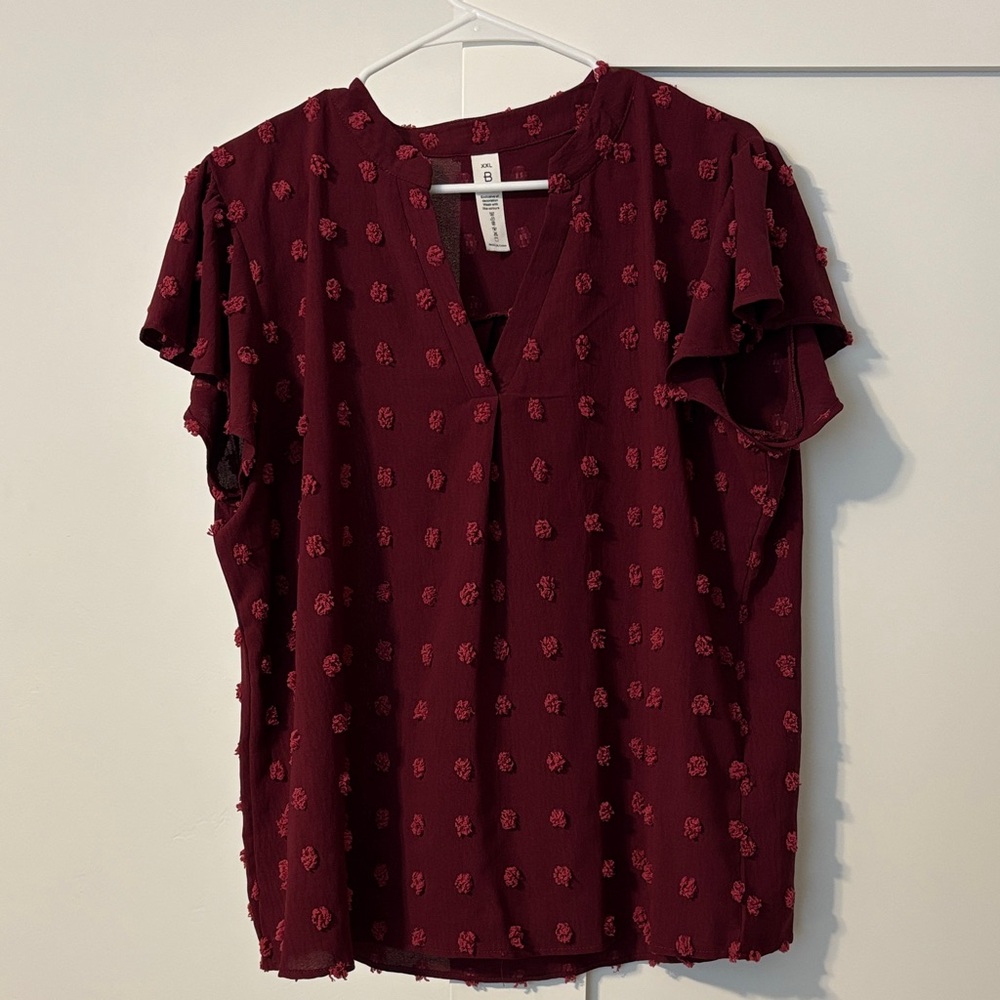 Women's Burgundy Textured Top